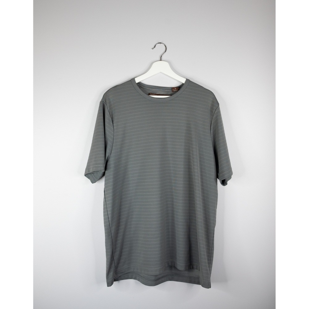 Perry Ellis T-Shirt Mens XL Grey Excellent Striped Short Sleeve Crew Neck Tee